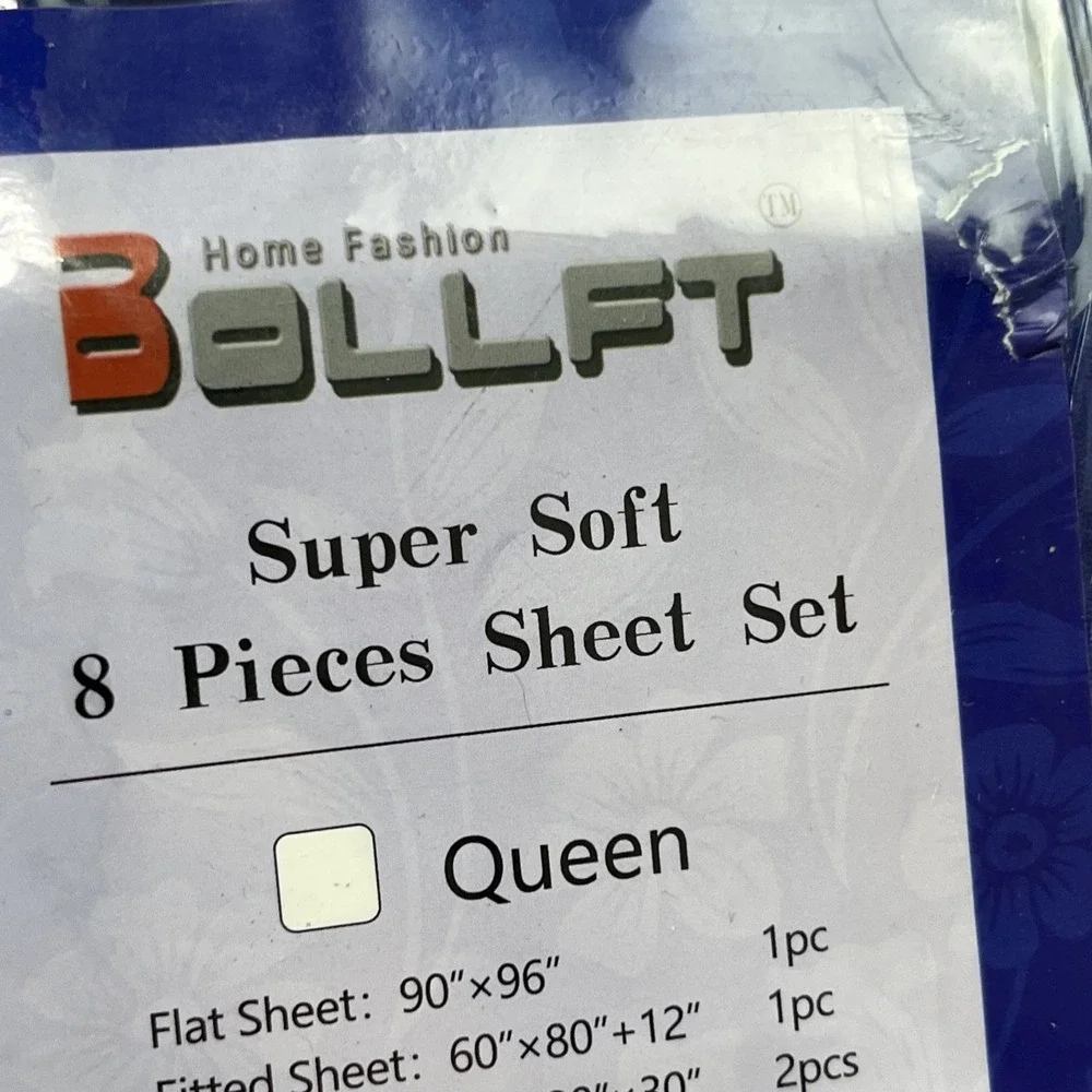 Bollft‎ 8 Piece Sheet  & Curtain Set CALIFORNIA KING Blue/White Floral NEW